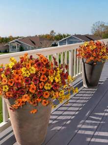3 Bundles Artificial Autumn Plants Flowers, Outdoor Decor, Silk-Like Colorful Daisies, UV Resistant, Realistic Non-Fading, Suitable For Front Door, Porch, Patio, Yard, Balcony Autumn Decoration - Multicolor - View 11