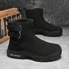 Sepatu Bot Pria Bertali Tinggi, Sepatu Bot Setengah Betis, Sepatu Bot Pergelangan Kaki dengan Perekat Velcro, Sepatu Pria - Hitam - View 2