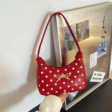 Fashion Polka Dot Underarm Bag For Girl, New Gentle Bow Crescent Moon Small Bag, Versatile Commute Shoulder Handbag, Suitable For Daily Use - A - View 14