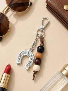 Western Cowboy Style Horseshoe Keychain, Fashionable Car Key Ring, Minimalist Lucky Charm Horseshoe Gold Keychain Creative Small Gift, Equestrian Theme Holiday Gift, Teacher's Day Gift, Y2K - Multicolor - View 7