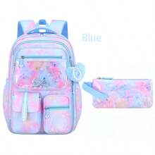 1 Set Dreamy Gradient Quicksand Large Capacity Girls Backpack Set With Pencil Case And Lunch Bag, Back To School Essentials - Sets - View 13