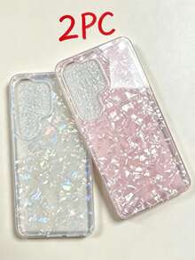1 New Pink Shell Pattern Phone Case + 1 New Iridescent Shell Pattern Phone Case - Multicolor - View 3