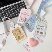Cute Cartoon Cat Neck Lanyard Card Holder, Student Meal Card Campus Card Holder, Office Badge Long Rope Card Holder - Multicolor - View 1