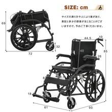 Folding Wheelchair Self-Propelled Self-Propelled Assist Dual-Use Self-Standing Lightweight Compact Non-Puncture Tires Foldable Storable Ultra-Lightweight With Belt Back Pocket For Outdoor Use Nursing Care Welfare Equipment Black Blue Reinforced - View 9