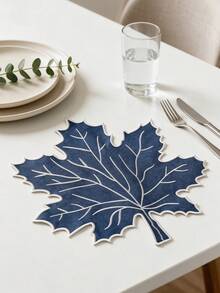 12pcs Thanksgiving Blue Maple Leaf Polyester Embroidered Placemats, Washable Tabletop Decor Pads, Waterproof And Oil-Resistant Table Mats, Table Protector Pads, Wear-Resistant And Non-Slip Table Mats, Easy To Store And Odorless, Suitable For Restaurants, Homestays, Festivals, Parties, Gatherings, Dinners - Multicolor - View 14