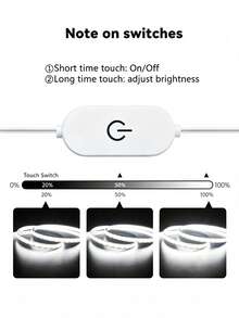 1m/2m/3m/4m/5m COB LED Strip Light, USB Interface, 5V Low Voltage Flexible Self-Adhesive Touch Switch Light Strip, Suitable For TV Backlight, Cabinet, Wardrobe, Home And Holiday Atmosphere Decoration - Touch Type - View 8