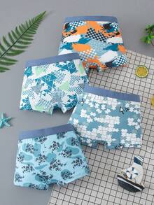 Tween Boy 4-Pack Mid-Waist Boxer Briefs, Fits Ages 8-12 - Multicolor - View 2