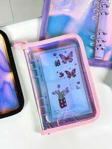 1pc A6 Laser Rainbow Loose-Leaf Binder, Zippered Planner, Large Capacity Sticker Storage Bag, Stationery Organizer, Detachable Inner Pages Multi-Functional Binder, IDOLME, Suitable For K-Pop Photo Album, Sticker Book, Savings Plan Book, Nail Art Storage, Diary, Notebook, School Supplies, Office Supplies, Back To School Supplies - A6 - View 6