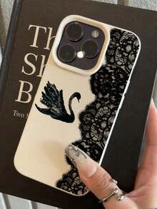 Black Swan Lace Pattern Phone Case Suitable For Women Daily Use Compatible With IPhone18/18 Pro/18 Pro Max/16/16 Pro/16 Plus/16 Pro Max/17/17 Pro/17 Pro Max/15/15 Pro/15 Pro Max/15 Plus/14/14 Pro/14 Pro Max/13/13 Pro/13 Pro Max/12/12 Pro/12 Pro Max/11 Can Be Used As Birthday Gift Valentine's Day Gift Christmas Gift - Beige - View 2