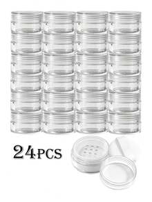 密封防漏散粉分裝盒 1/12入 10ML 高透明塑料極簡透明圓形寬口 附9格篩網旋蓋與植絨粉撲 便攜化妝品補充收納空瓶 適合旅行、DIY日常化妝品收納 - 彩色 - 查看 11
