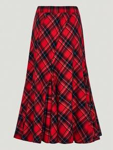 Adidas Originals Women's VDAY SKIRT Plaid Sports Skirt KT6382 - Red and Black - View 3