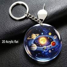 多功能 2D 平面太陽系行星鑰匙圈，附創意智慧型手機 SIM 卡退卡針，太空行星配件吊飾，亦適用於包包裝飾 - 圖片顏色 - 查看 8