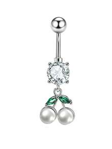 Cute Cherry Belly Button Rings For Women Dangly Belly Piercing Jewelry Navel Ring Pearl Heart Dangle Belly Button Piercings Daily Gift Party - Belly Button Ring - View 19
