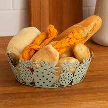 Baroni Home Brotkorb aus Metall, dekoriert, modernes Design für Tisch und Küche, Erdbeer-Serie, 20x20x7,5 cm - Portapane - Übersicht 3
