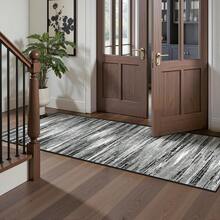 Alfombra de pasillo antideslizante para dormitorio, alfombra lavable con reverso de goma - Alfombra suave de pelo corto para cocina, lavandería, baño (61 x 244 cm, beige/marfil) - Negro - Ver 5