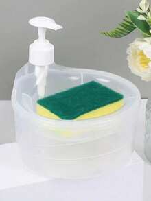 1 Set Dish Soap Dispenser With Sponge, Automatic Liquid Dispenser, Christmas Decor - Multicolor - View 3