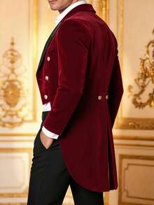 Men's Medieval Mid-Length Tailcoat - Red - View 2