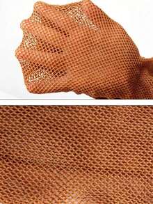 New Professional Solid Color Latin Dance Fishnet Tights, Competition-Specific Oxford Bone Line Compression Pantyhose With Shoe Sole - Camel - View 5