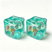 2pcs Ocean Shell Square Squishy Stress Relief Toys, Transparent Liquid Fingertip Squeeze Toys With Star Glitter, Portable Sensory Fidget Toys For Kids And Adults Daily Relaxation - Mint Blue 2pc - View 8