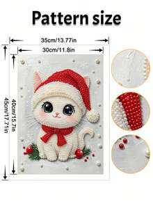 Cat Pattern Pearl Painting Set Adult Round Half Pearl Rhinestone Art Craft Home Wall Decor Holiday Gift - Sets - View 6