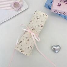 1 buah Tas Gulung Anak-anak Motif Bunga Kotak-kotak Pastoral, Tas Penyimpanan Alat Rias Portabel dengan Pita, Mudah Dilipat dan Disimpan, Cocok untuk Perjalanan Sehari-hari dan Penyimpanan Alat Rias Saat Bepergian - MultiWarna - View 14