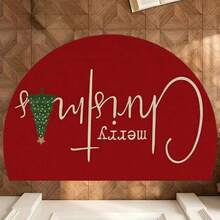 1pc Red Christmas Tree & "Merry Christmas" Pattern Decorative Door Mat, Suitable For Indoor And Outdoor Use, Ideal For Carpet, Room Decor, Floor Mat, Bedroom Rug, Kitchen Mat, Home Decor, Door Mat, Bathroom Mat, Perfect Christmas Gift - A - View 4