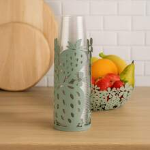 Baroni Home Gedecoreerde Metalen Bekerhouder, Moderne Bekerhouder voor Tafel en Keuken, Aardbeienlijn, 8x8x20 cm - Bekerhouder - Bekijken 5