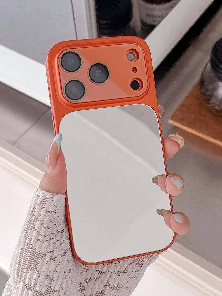 1 buah Casing Ponsel Cermin Kompatibel dengan iPhone 17 Pro Max, Casing Cermin Rias 17 Pro, Casing Personalisasi 16 Pro, Casing Premium 15 Pro, Casing Niche 14/13, dan Casing Minimalis 15 - Jeruk - View 1