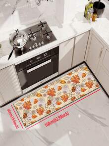 1 Pc Red Maple Leaf Pattern Kitchen Mat, 3.5 Mm Soft Rubber That Absorbs Water And Is Easy To Clean. Suitable For Corridors, Bathrooms, Living Rooms, Outdoor Door Mats, And Toilets. Useable Throughout The Year And For Various Holidays. - Multicolor - View 16