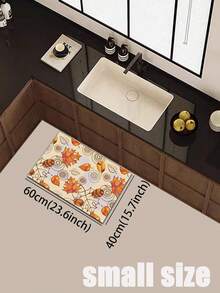 1 Pc Red Maple Leaf Pattern Kitchen Mat, 3.5 Mm Soft Rubber That Absorbs Water And Is Easy To Clean. Suitable For Corridors, Bathrooms, Living Rooms, Outdoor Door Mats, And Toilets. Useable Throughout The Year And For Various Holidays. - Multicolor - View 13