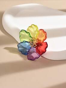 1pc Glamorous Geometric 3D Flower Ring For Women (Random Petal Color) - Multicolor - View 7