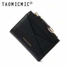 Dompet & Gantungan Kunci Wanita Baru Desain Asimetris Ultra Tipis Kompak Lipat Dua Resleting Dompet Koin untuk Wanita Dompet Mini Dompet Kecil Dompet Lucu Dompet Pergelangan Tangan Dompet Kartu Dompet Koin - Hitam - View 9