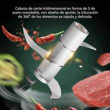 [Licuadora de alimentos]Mini Procesador de Alimentos Eléctrico Picador de Ajo de 250ml, Triturador Portátil Recargable USB para Cocina, YRQC - Blanco - Ver 7