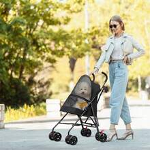 3 In 1 Stroller For Dogs Up To 25kg, Foldable, Portable, Large Pet Basket For Small/Medium Dogs And Cats, 360° Double Wheels - Black - View 3