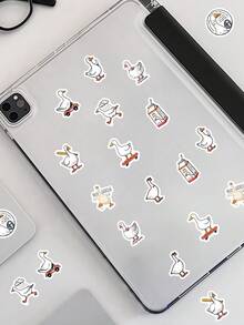 500Pcs Roll Cute Hand Drawn Silly Goose Vinyl Stickers, Funny White Goose Meme Mini Sealing Stickers, Sticker Roll For Gift Packaging Envelope Journal Water Bottle Laptop Phone Case Decor - White - View 7