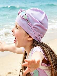 1pc Children Silicone Ear Protection Swimming Cap, Unisex Elastic Comfortable Non-Snug Swim Cap, For Long/Short Hair, Beach Access, First Day Of School - Multicolor - View 3