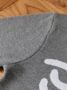 Sweater Rajut Lengan Panjang Berkerudung Motif Tulang Kerangka Halloween Keren untuk Anak Laki-laki, Cocok untuk Kasual Sehari-hari, Pesta Halloween, Musim Semi, Musim Gugur, Musim Dingin - Grey - View 9