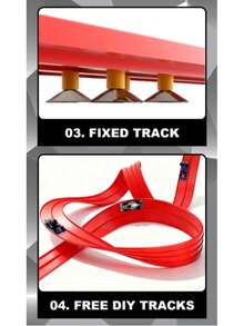 Extra Long Flexible Bendable DIY Track Racing Toy With Strong Suction Cups For Wall And Tabletop Secure Mounting, Dual Track 2-Player Competitive Racing, Customizable 360° Loop Stunt Track, Smooth Burr-Free Material, Parent-Child Interactive Educational Sliding Car, Space Imagination Training Gift For Boys - Multicolor - View 12