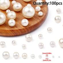 4-16mm Ngà voi ABS Ngọc trai Giả Hạt Với Thẳng Lỗ Đối với Quý cô Vòng tay & Vòng cổ DIY Làm đồ trang sức Chất liệu - Lỗ thẳng màu be - Xem 15