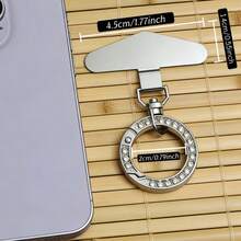 1pc/3pcs 2-In-1 360° Rotating Stainless Steel Ultra-Thin Phone Lanyard Clip, Triangular Connector + Metal Rhinestone Round Spring Ring, Anti-Drop Finger Strap With Decorative Charm, DIY Creative Personalized Fashion Phone Lanyard Connector, Phone Case Back Adhesive Pad Fixed Bracket, Universal Phone Accessory - Multicolor - View 4