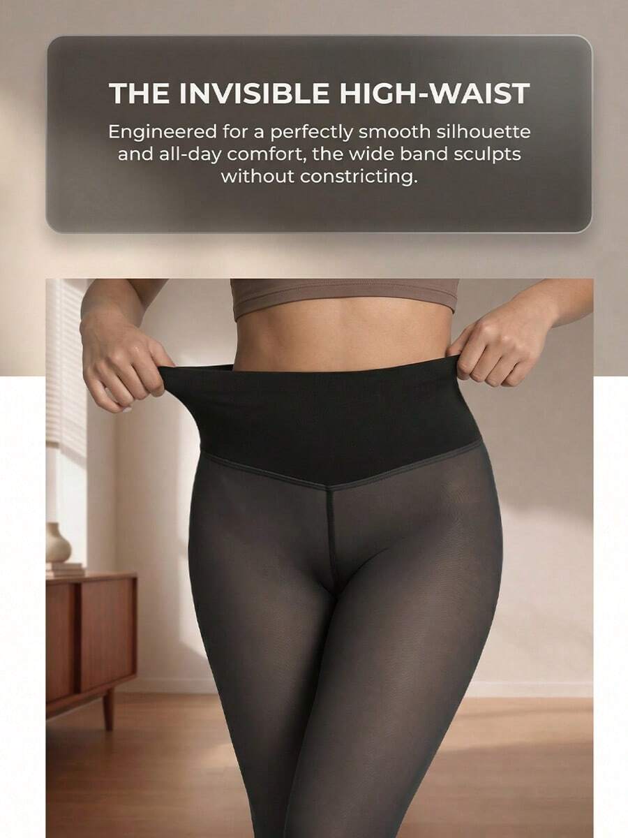 1 par de leggings de compresión de cintura alta con control de abdomen para mujer, nuevo estilo primavera/verano, diseño sin restricciones, moldeado de piernas suave y transparente, adecuado para uso diario y ocio en el hogar - Multicolor - Ver 1