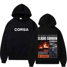 Sudadera con Estampado del Álbum 'Corsa Tour 2026' del Rapero Eladio Carrión, para Hombre y Mujer, Estilo Hip-hop, Manga Larga, Casual, Oversize - Negro - Ver 1
