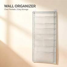 1pc Wall-Mounted Transparent Storage Hanging Bag, Large Capacity, High Aesthetic, Multi-Compartment Design, Hanging Style, Suitable For Wall Storage, Study Organization, Christmas Gift, Back To School, Home, Bedroom - Multiple Styles - View 5