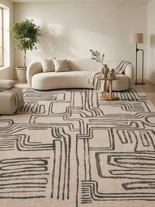 1pc European & American Modern Luxury Abstract Geometric Design Soft Faux Cashmere Area Rug, Bathroom, Kitchen, Entryway, Hallway, Bedside, Living Room, Bedroom, All-Season Machine Washable Large Size Floor Mat, Aesthetic Home Decor - Multicolor - View 5