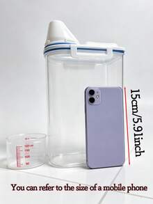 1個加厚塑料密封寵物食品儲存桶，防潮防蟲穀物儲存罐，透明乾狗糧貓糧零食儲存盒，多用途家用米、種子、麵粉容器，附易鎖密封蓋 - 2.5L - 查看 9