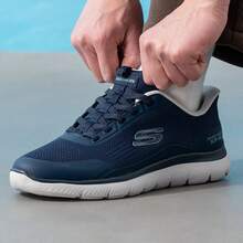 Skechers 低筒繫帶健步鞋通勤出遊百搭輕便男士休閒運動鞋 - 海軍藍色 - 查看 5