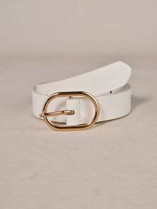 1pc Minimalist Fashion Versatile Women's Belt Solid Color Casual Punk Bohemian Vintage Court Style Party Cute Sexy Street Elegant PU Leather Women's Belt All Seasons - White - View 2