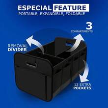 Multifunctional Car Storage Box, Fashionable Large Capacity Passenger Seat Storage Box, Car Organizer/Trunk Storage Box, Oxford Fabric Material, Large Capacity Foldable, Multi-Purpose Trunk Organizer, Easy To Clean Car Storage Solution, Car Interior Organizer Box, Essential Car Storage Box - Suitable For Passenger Seat And Trunk Of Sedan/SUV/MPV - Black - View 4