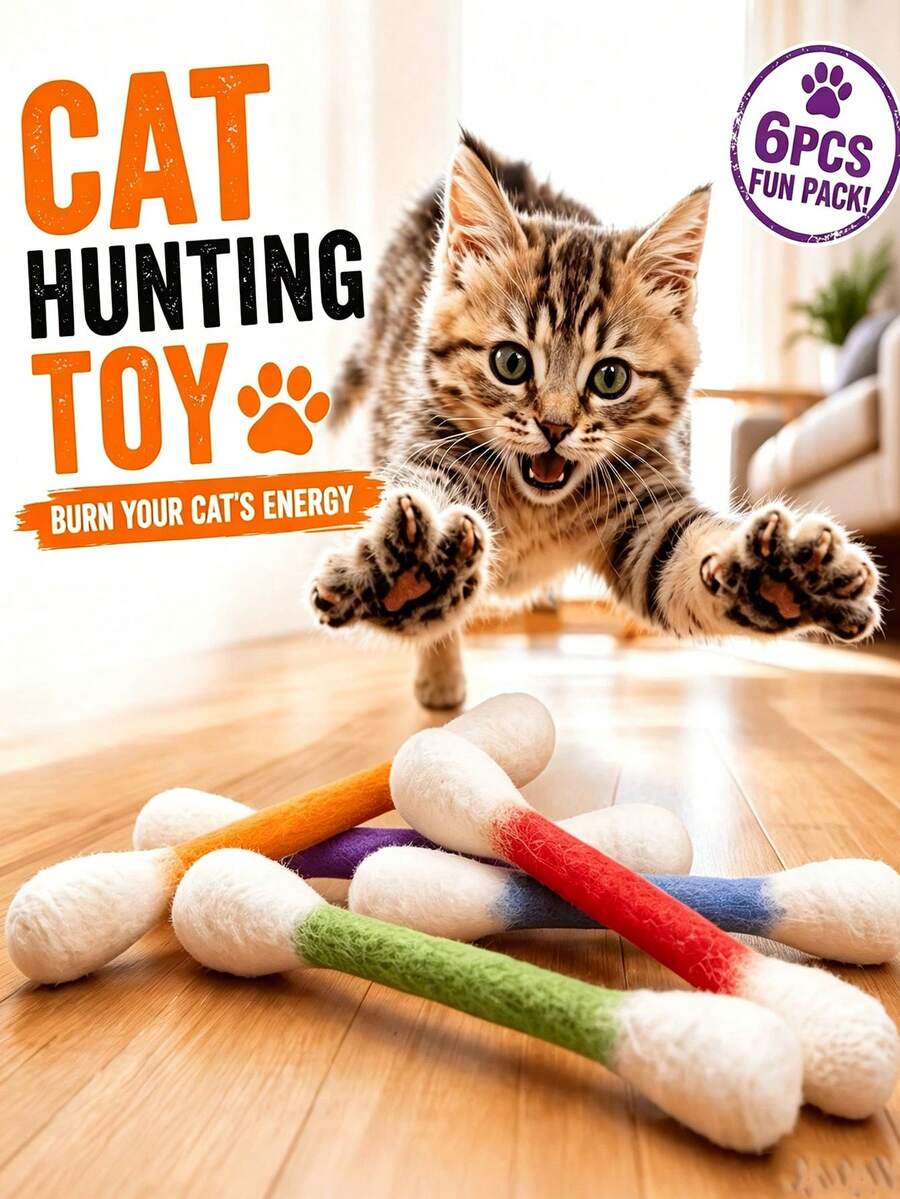 1/3pcs Interactive Cat Teaser Wand, Suitable For Indoor Boredom Relief, Dental Cleaning Chew Toy, Self-Entertainment Toy, Puzzle Toy, Interactive Comforting Cat Accessory, Large Interactive Cat Kicker Toy, Game Lover Gift Accessory - Multicolor - View 1