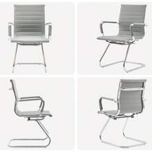 WAHSON OFFICE CHAIRS 4PCS PU Leather Office Chair Metal Frame Conference Chair For Meeting Room/Reception Area - 灰色四把 - 查看 7